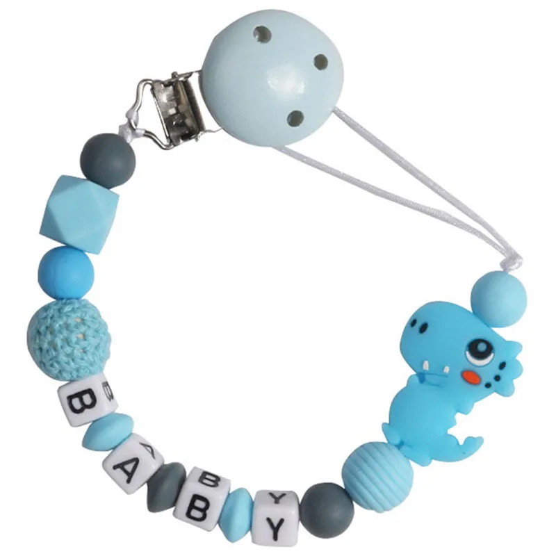 Personalized Name Handmade Silicone Baby Pacifier Clip Chain Safe Teething Chain Teether Holder Gift