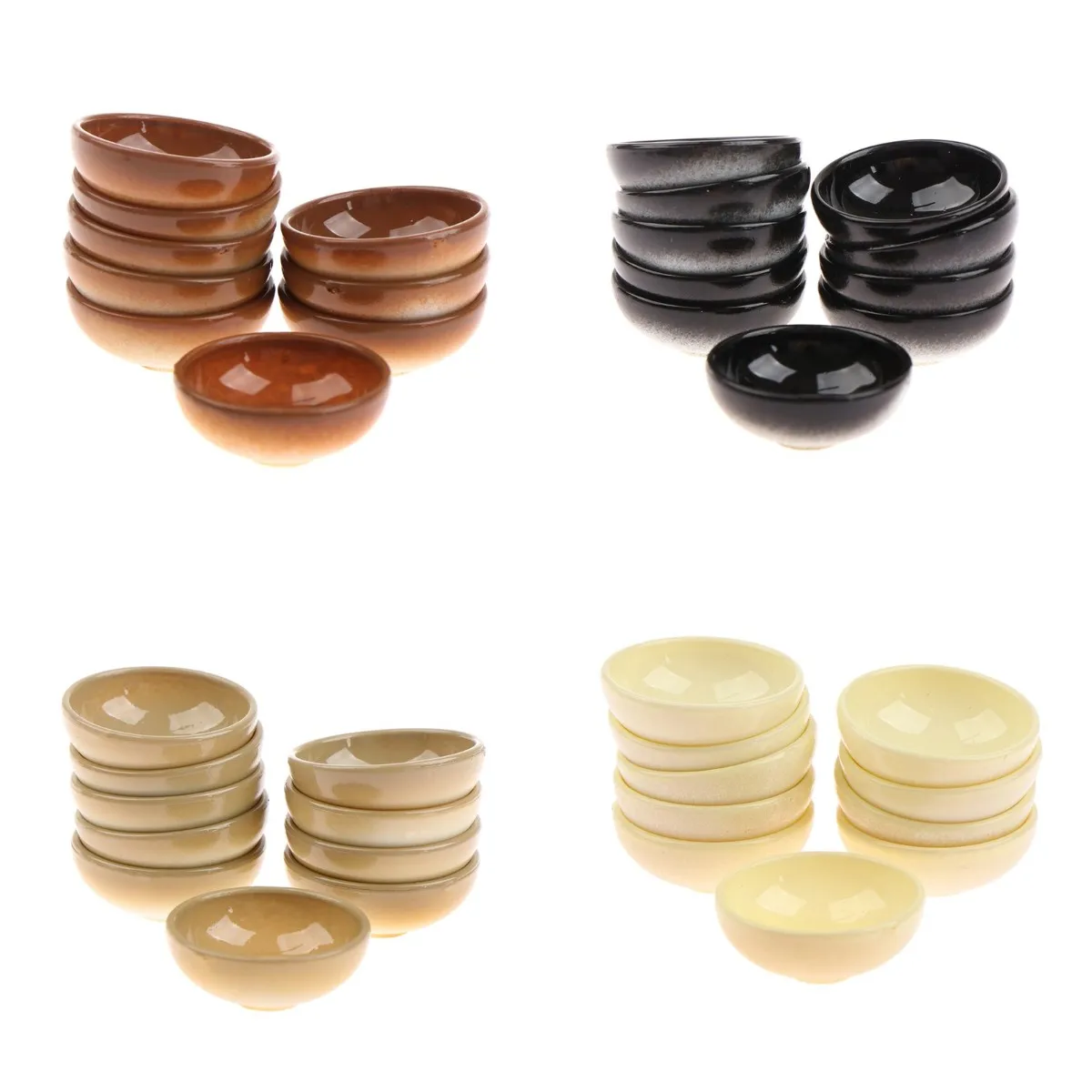 

10pcs 1/12 Scale Dollhouse Miniature Bowl Dish Round Food Bowl Doll House Kitchen Dinning Accessory FScene Toy Doll House Decor