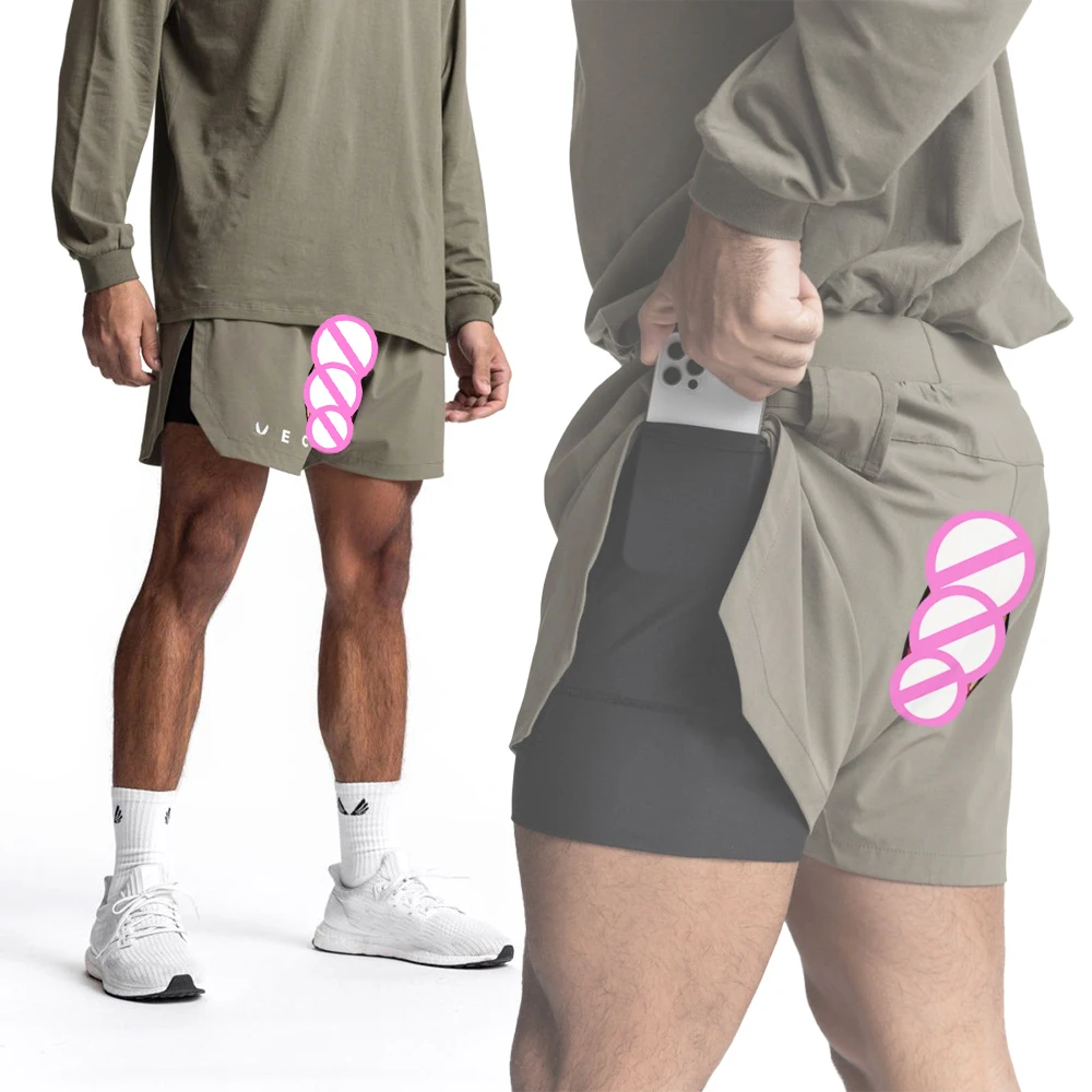 Men's Five Points Pants Invisible Open Crotch Outdoor Sex Summer Workout Shorts Elastic Bodybuilding Breathable Training Pant