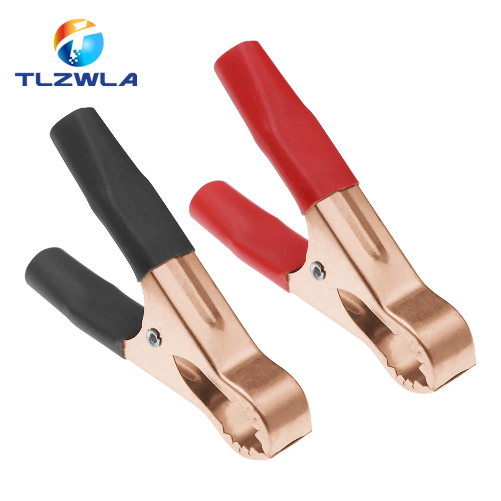 50A Red + Black 80mm Crocodile Car Caravan Van Battery Test Lead Clips 2Pcs Alligator Clips