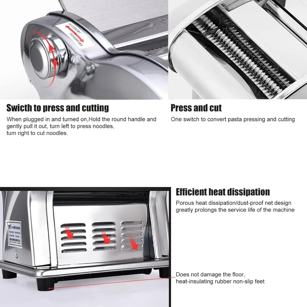 Pasta Maker Machine Dumpling Dough Skin Noodle Making Pasta Maker Dough Roller Noodle Cutting Machine for Spaghetti, Fettuccini 5