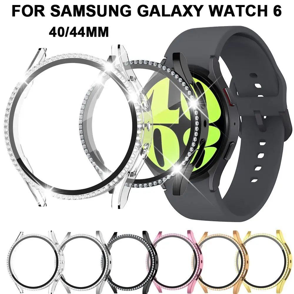 Bling Diamond Rhinestone Watch Protector with Tempered Glass Screen Film