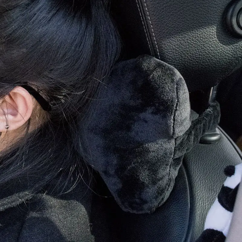 Car Pillow Car Headrest Car Headrest Cartoon Cute Creative Panda Decorative Supplies Universal Plush Neck Protection Car Accessories Interior