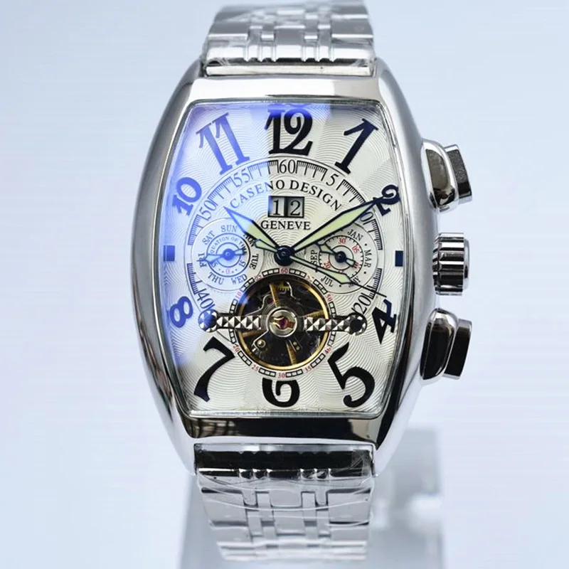 DAXIAOYU Tonneau - Orologio automatico da uomo, stile vintage, doppio