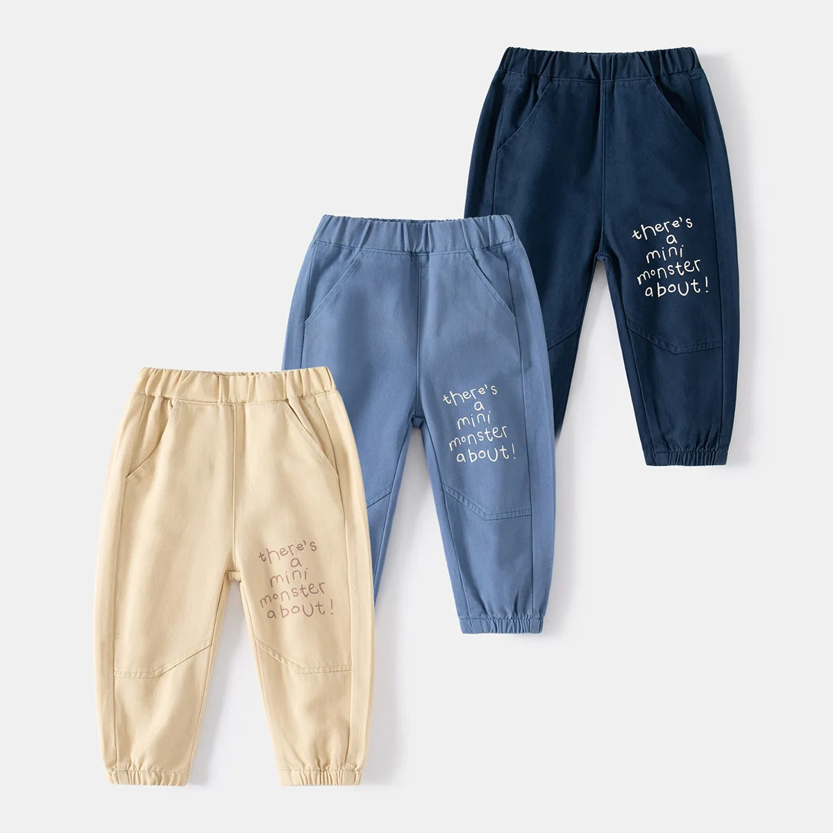 

Spring Boy Trousers Pants For Boys Sweatpants Cotton Long Trousers With Bag Elastic Waist Casual Pants