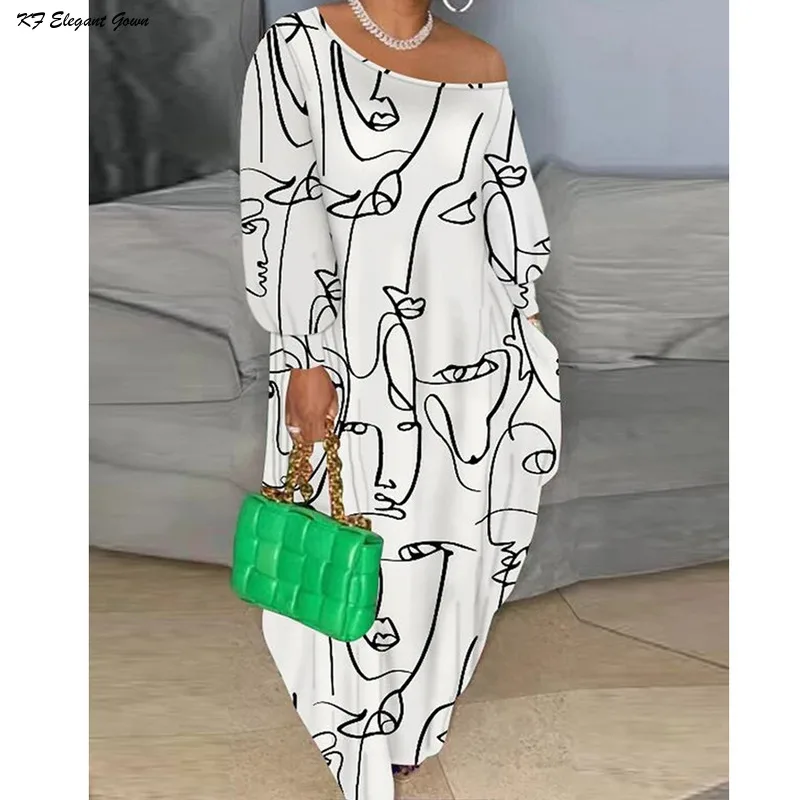 

Womens Dresses Size Graphic Print One Off Shoulder Maxi Dress, Women's Plus Sexy Slight Stretch Dress Dresses on Sale Clearance