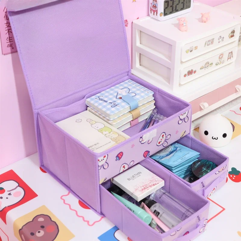 Sanrio Fabric Underwear Organizer Kuromi Cinnamoroll My Melody HelloKitty 2 Layer Drawer Foldable Underwear with Lid Storage Box 2
