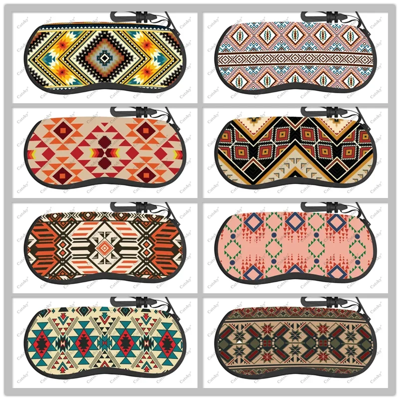 

Navajo Patterns Glasses Case Printed Travel Zipper Sunglasses Bag Pattern Classic Men's and Women's Storage Glasses Bag