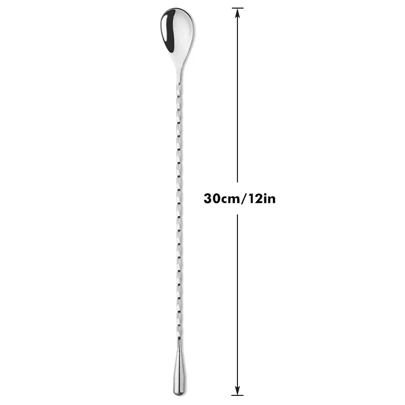 2-Pack 12 Inches Stainless Steel Bartender Mixing Spoon Cocktail Stirrers, Spiral Bar Spoon Stirring with Long Handle