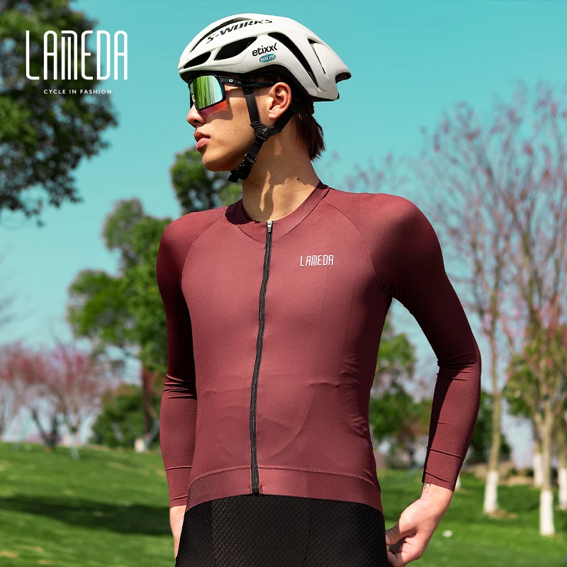 LAMEDA Men's Long Sleeve Spring Summer Cycling Jersey Quick Dry Moisture-wicking Sportswear Uv Protection Cycling Shirt