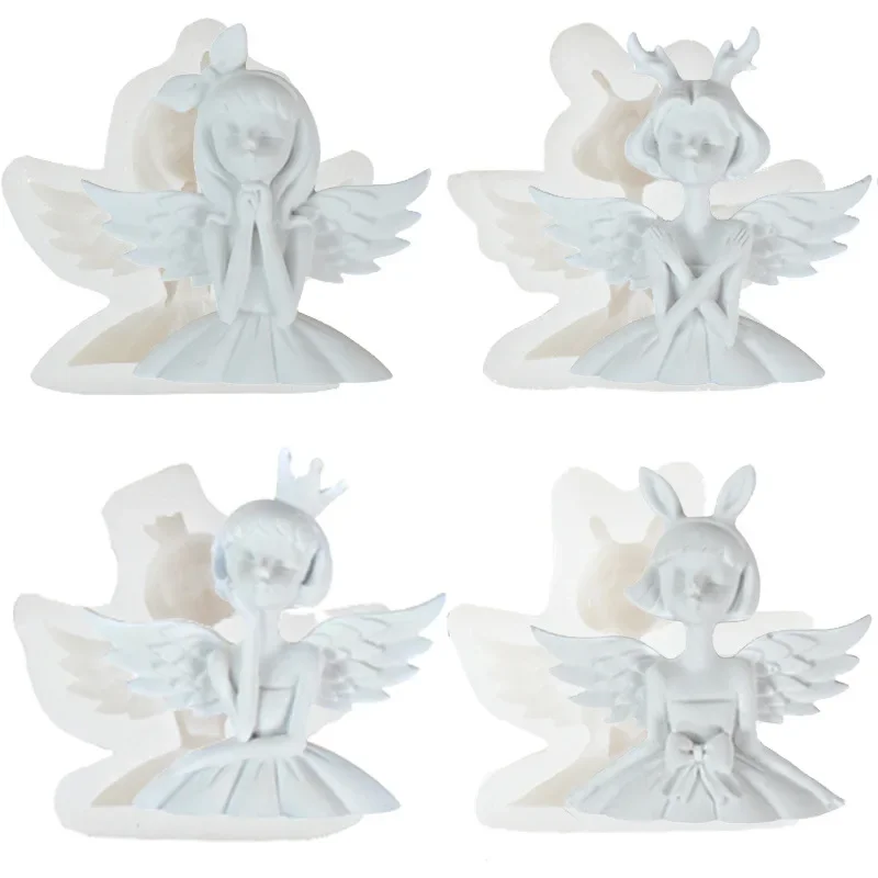 New Cute Angel Girl Silicone Mold DIY Aromatherapy Plaster Epoxy Making Kit Hand Soap Chocolate Cake Baking Tool Desk Decoration