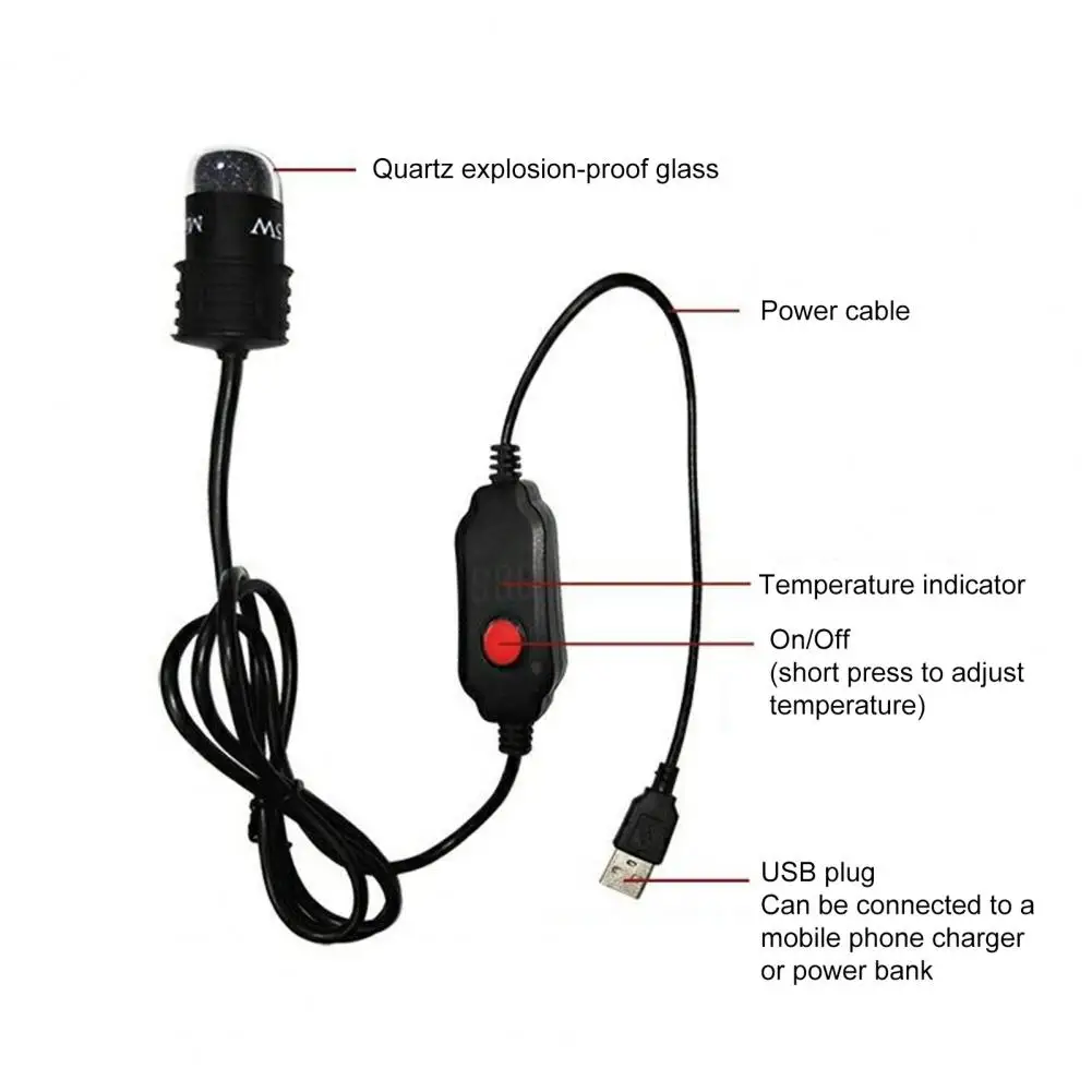 Mini Aquarium Fish Tank Heater Usb Heating Rod Submersible Thermostat Heater  Digital Led Electricheating Rods For Fish Turtle - Temperature Control  Products - AliExpress