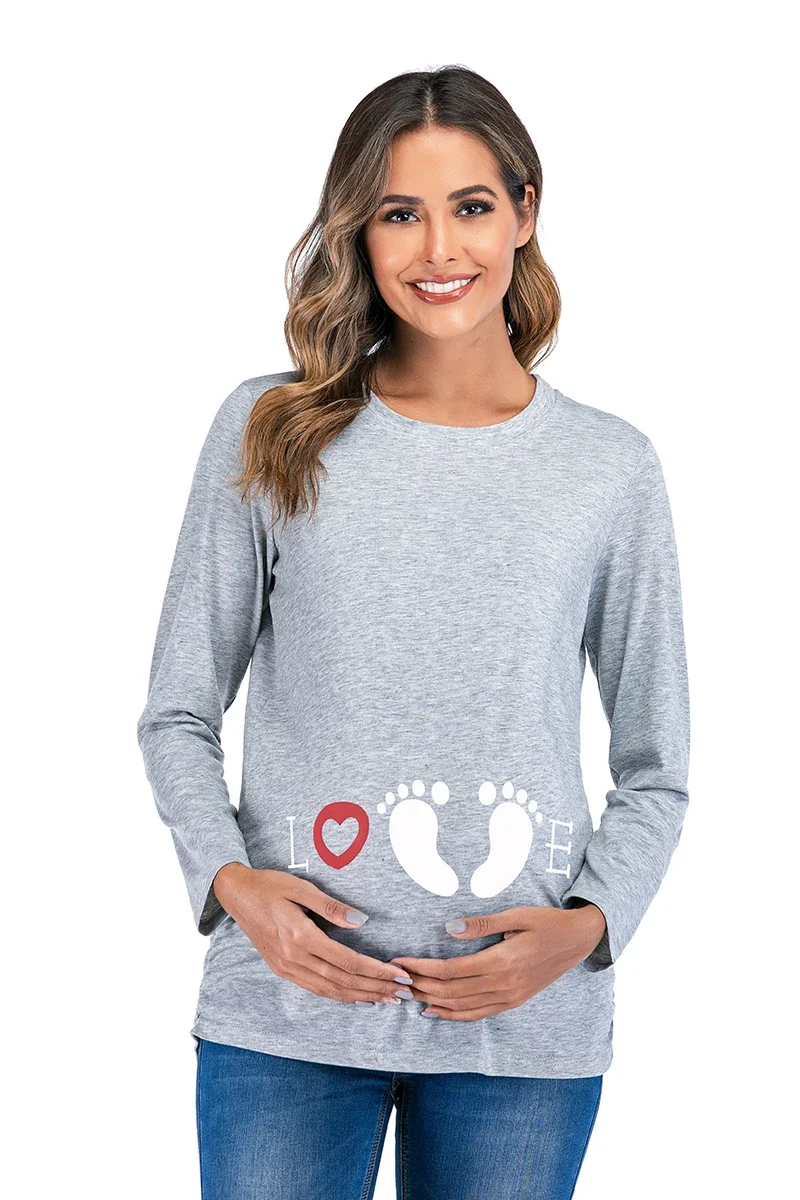 New Maternity Clothes for Pregnant Women Cartoon Print T-shirt Pregnancy  Mom Tshirt T Shirt   Long Sleeve Tops 6
