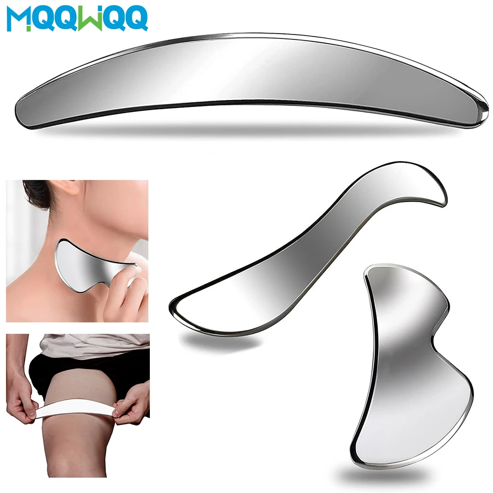 Gua Sha Massage Tool Stainless Steel Scraping Massager Portable Muscle Scraper Physical Therapy for Soft Tissue Arm Legs Neck