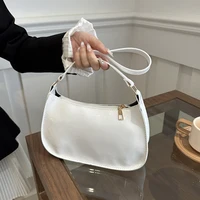 Retro Solid Color PU Leather Shoulder Bag Fashion Women's Handbags Casual Designer Hobos Underarm Bag 2