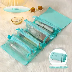 Multifunctional Foldable Travel Makeup and Cosmetics Bag (Blue)