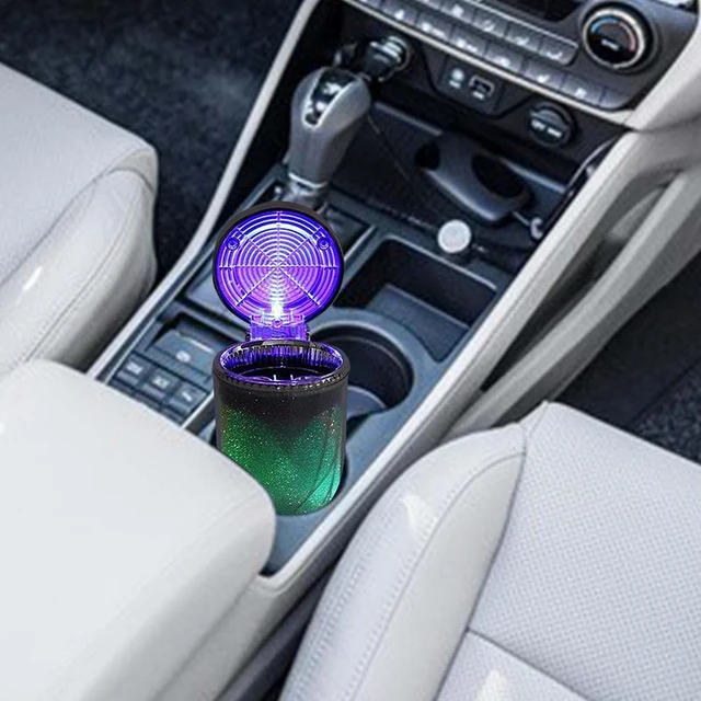 Tragbare Auto aschenbecher mit LED lampe Blau Licht Aschenbecher Mit  Abdeckung Mini Auto Mülleimer Aschenbecher Rauchfrei Auto Innen Zubehör -  AliExpress