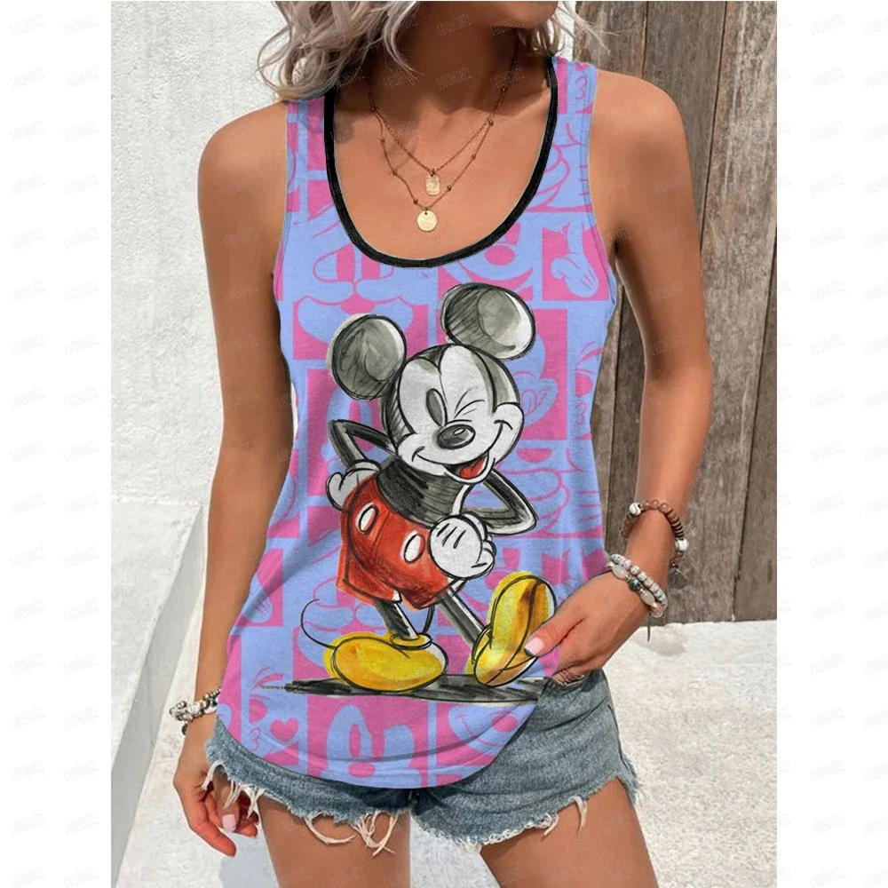 women tank tops Summer Women Mickey Mouse Tank Tops Tees Fashion Sleeveless Clothing Disney Cartoon Character Streetwear