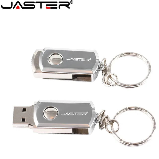 JASTER Металлическая USB-флеш-накопитель с вращением, 4 ГБ, 8 ГБ, 16 ГБ, 32 ГБ, 64 ГБ, флэш-накопитель реальной емкости, USB-накопитель с брелоком 5