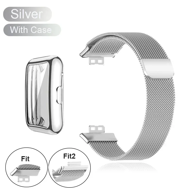 Premium Metal Strap with TPU Case & Screen Protector – Milanese Magnetic Loop Watchband Bracelet