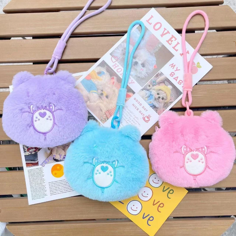 

Cute Carebear Wrist Coin Purse, Colorful Bear Plush Pendant, Student Wallet, Headphone Storage Bag, Children's Gift