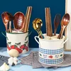 Retro Tableware Storage Bucket Draining Rack with Divider Kitchen Knife and Fork Storage Box Home Decoration for Kitchen Tools 1