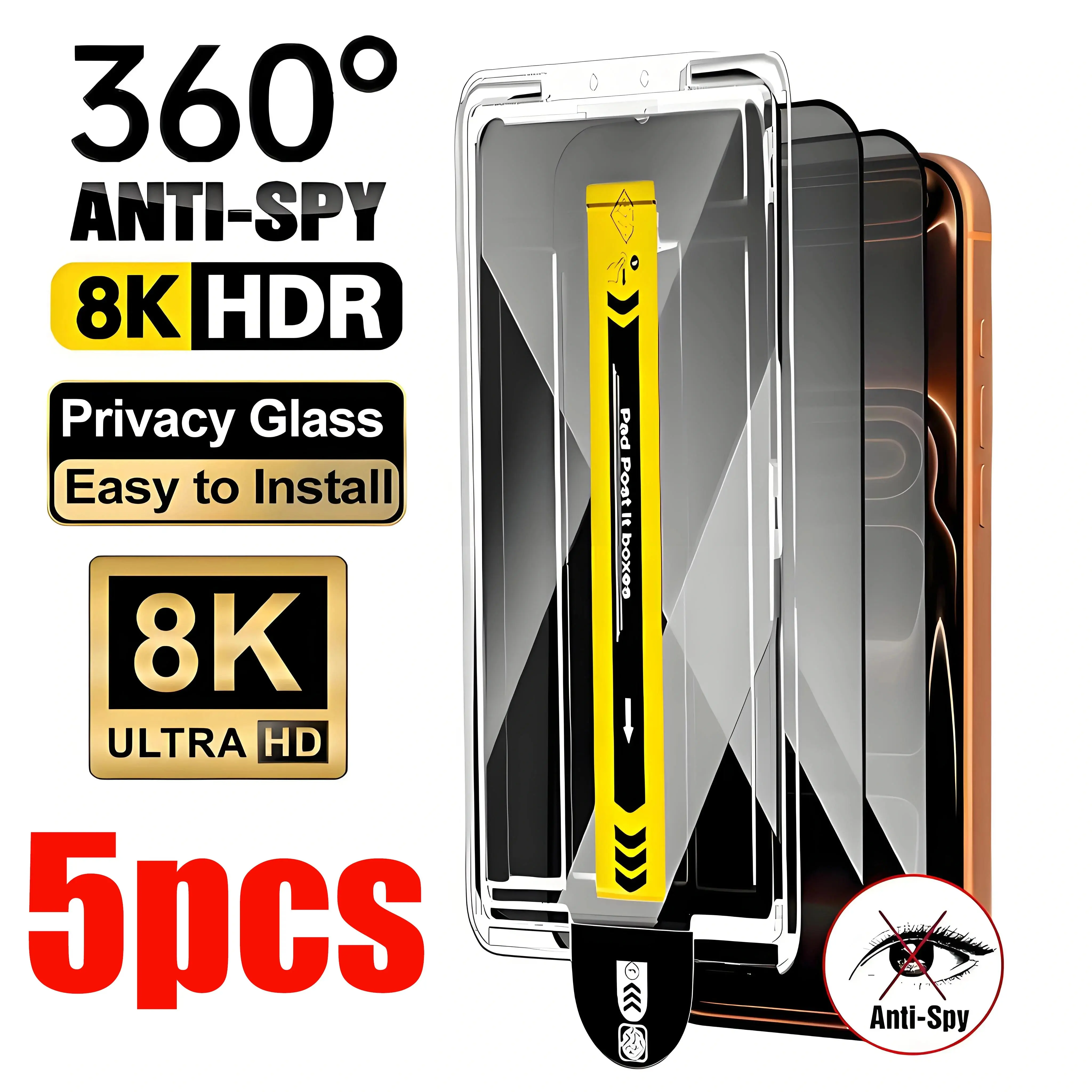 Enhanced Privacy Screen Protector - Dust-Free Install, Anti-Spy Tempered Glass Film
