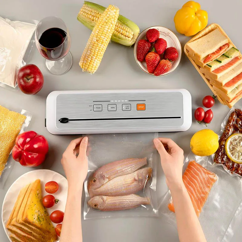 Automatic Food Sealer Vacuum Sealer Machine Built-In Cutter Compact Food  Vacuum Sealer Kitchen Preservator with 10pcs Seal Bags - AliExpress