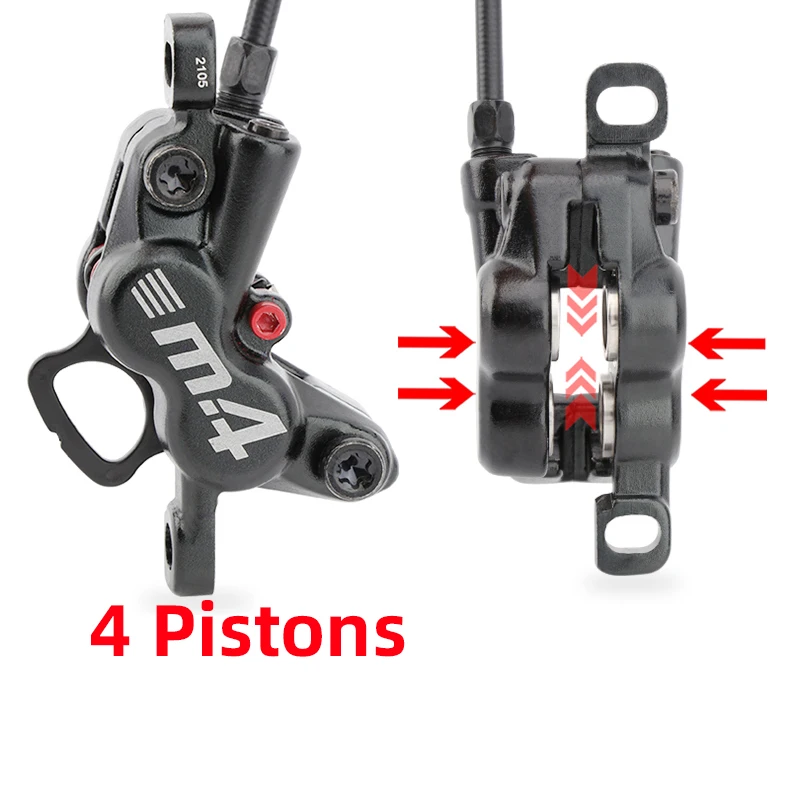 Mountain Bicycle Disc Brake 4 Piston Caliper Clamp Brake Resin Pads 800/1400