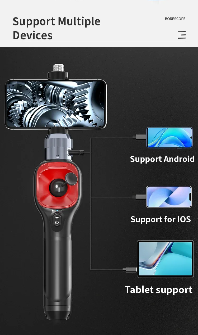 Close-up of articulating tip of endoscope camera