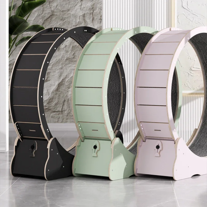 Drum Type Cat Treadmill High Fiber Board Silent Roller Cat Exercise Climbing Frame Toy Pet Exercise Furniture Solid Wood