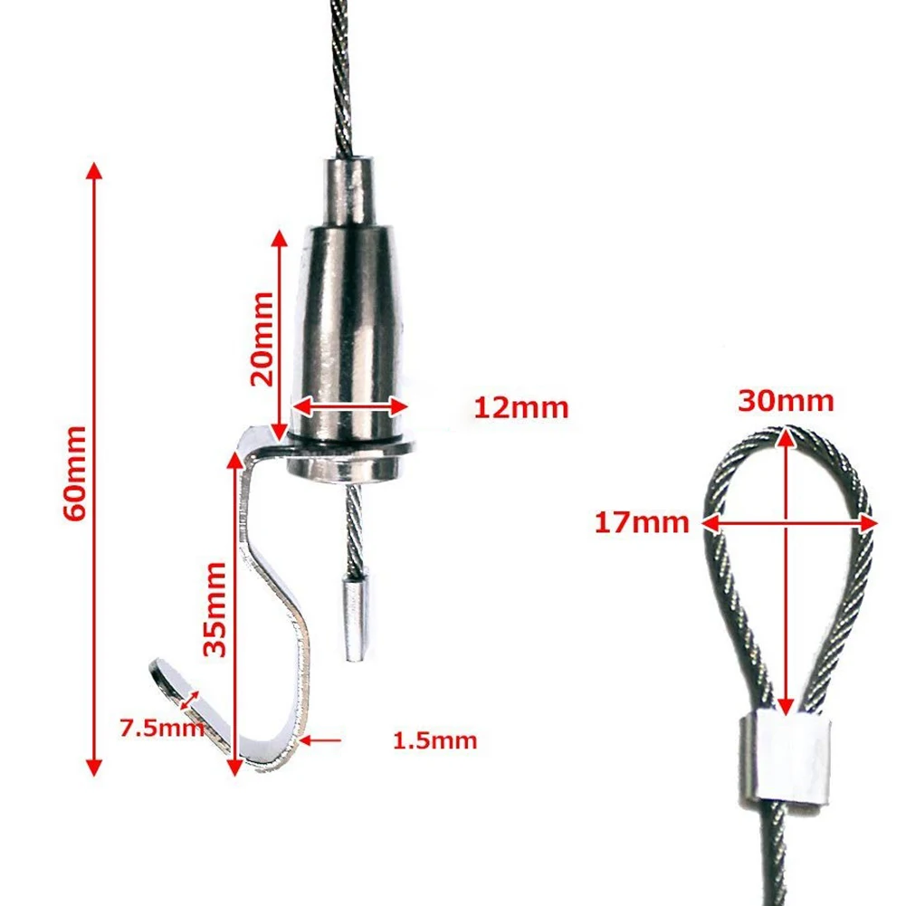 Stainless Steel Wire Rope Hooks Movable 0.5m Exhibition Home