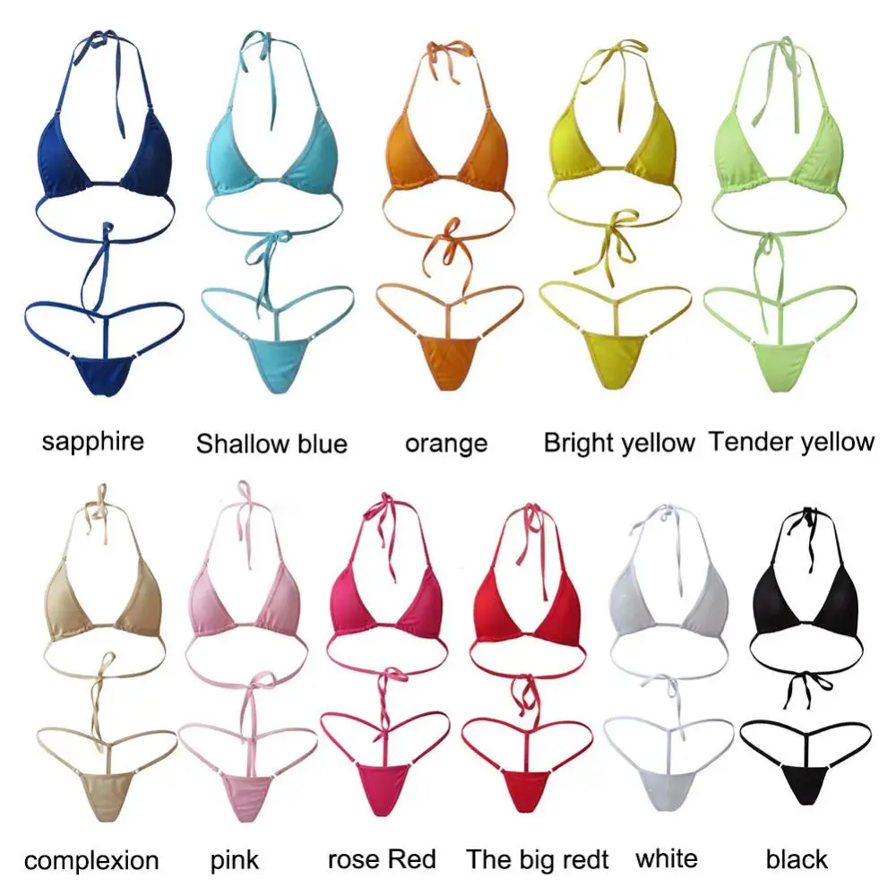 

Neck Strap Bikini Sexy Swimsuit Women's Split Strap Adjustable Swimsuit Set