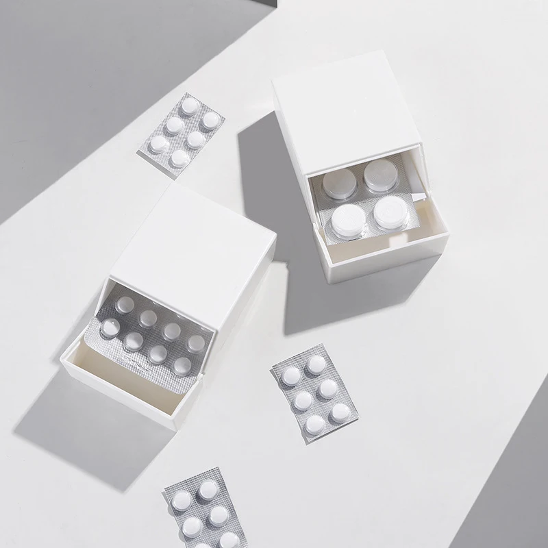 Mini Drawer Storage Box Solid Color Flip Lipstick Data Line Box Classification Sundries Practical Table Storage Supplies