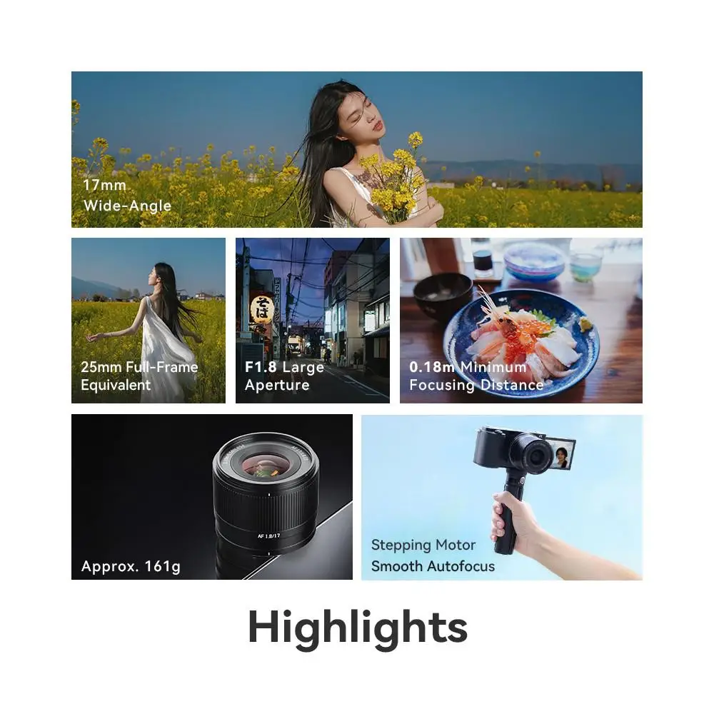 TTArtisan 17mm F1.8 에어 오토 포커스 APS-C 광각 대구경 올 메탈 디자인 ( E-마운트, 후지필름 X-마운트 호환)