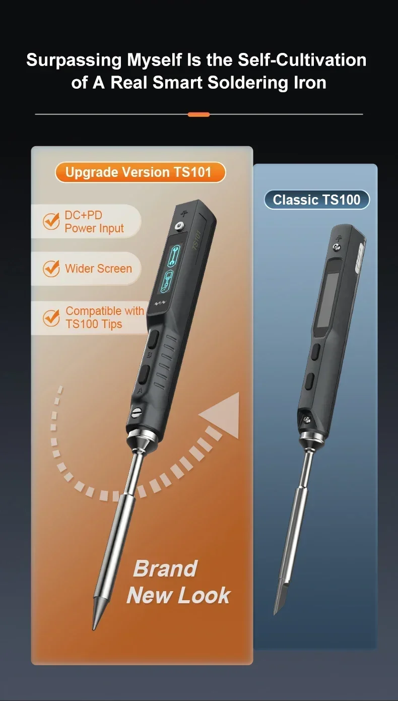 Original TS101 65W Digital Electric Soldering Iron LCD Programable Display Adjustable Temperature ts100 version no power supply 5