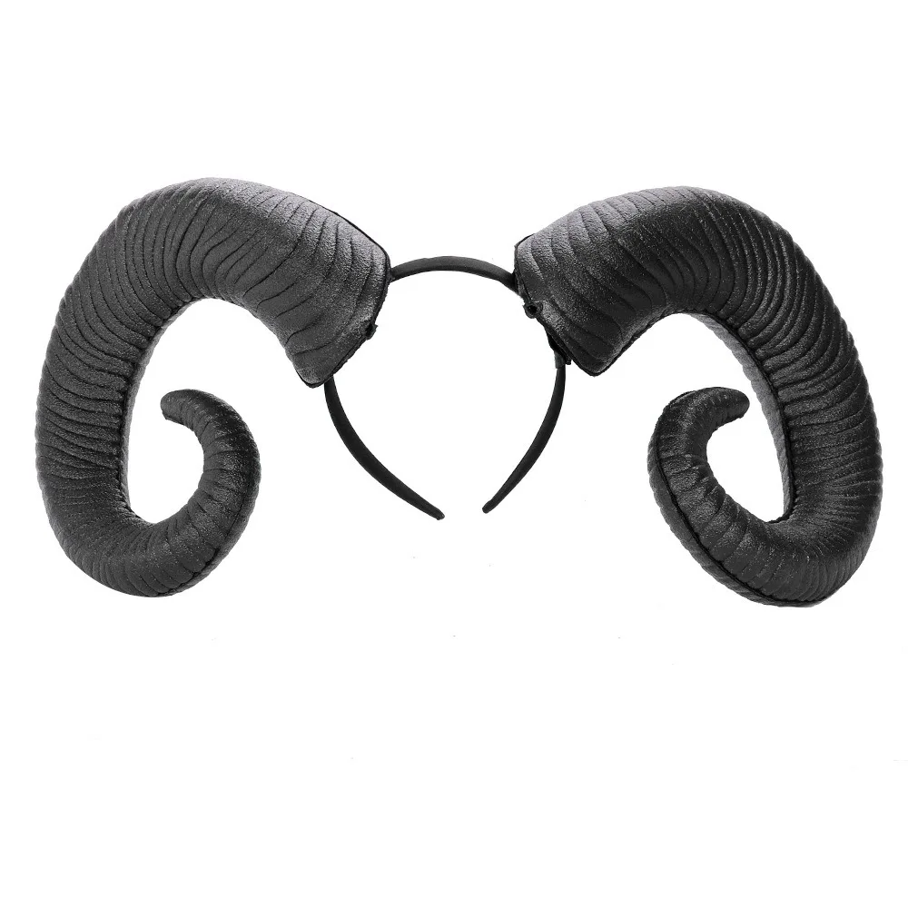 Black Foam Ox Horn Headband for Goth Party Cosplay