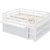 Full size Low Loft Bed with Storage, Full Size Loft Bed with Portable Desk & 4 Drawers, Wood Full Loft Bed Frame with Shelves 5