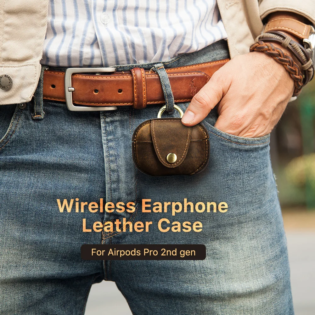 Handmade Luxury Genuine Leather Case For Apple Airpods Pro 2 Wireless Earphone Travel Portable Protective Bag Leather Sleeve