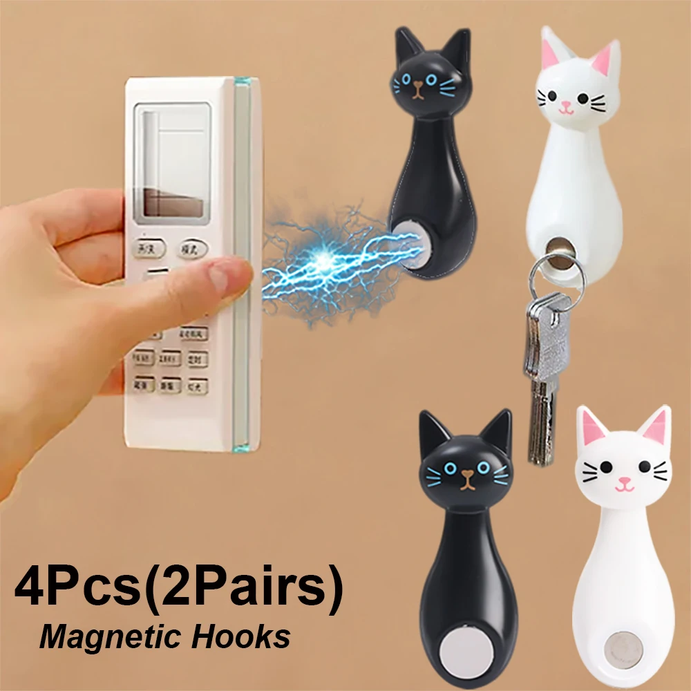 

4Pcs Magnetic Hooks Wall Mount Cartoon Magnet Holder Hook For Remote Control Storage Holder Fridge Sticker Home Organizer Hooks