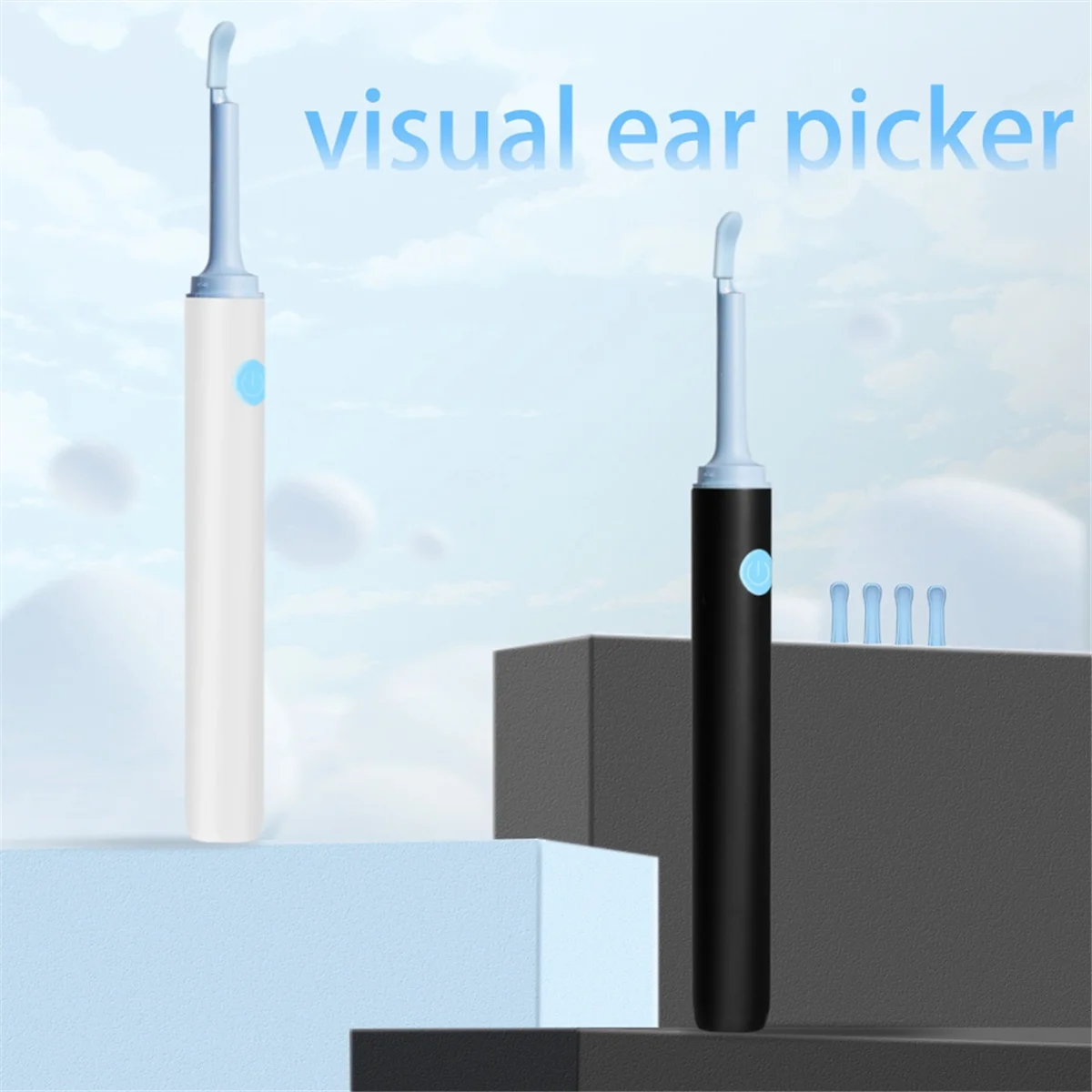 ABUYWireless Visible Ear Cleaner 귀지 제거 도구(카메라 포함) 6피스 LED 조명 검이경 스마트 귀 따기 완드 키트 A