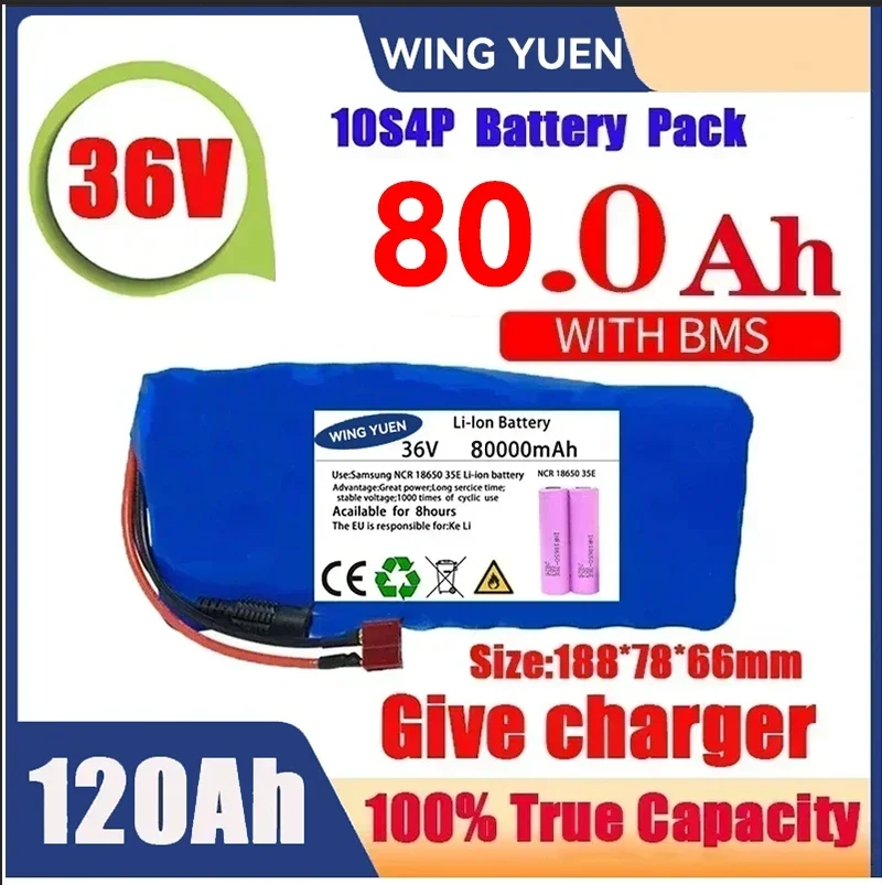 

Original 36V battery 10S4P120Ah battery pack 500W high power battery 42V 120000mAh Ebike electric bike BMS+42V2A Charger