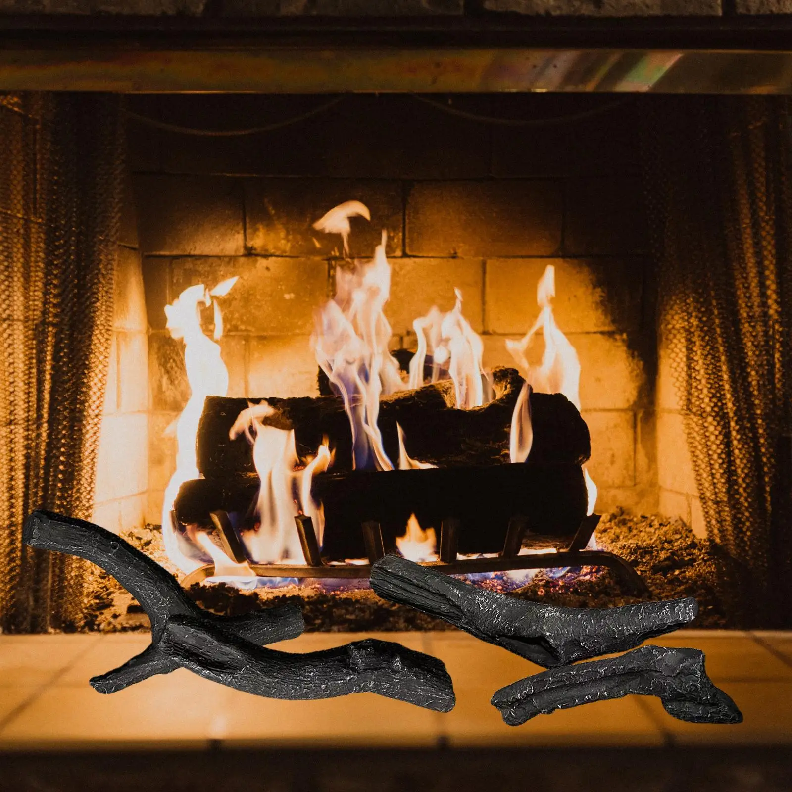 Fireplace Fake Wood Resin Fake Charcoal Fire Decoration Fake Carbon Fire  Simulation Charcoal Fireplace Resin Fake Charcoal - AliExpress