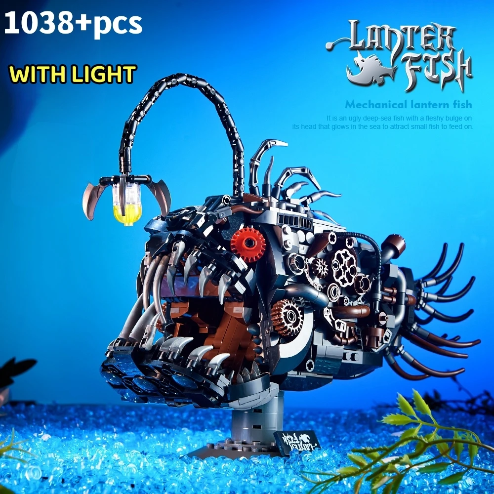 1038 sztuk MOC mechaniczna latarnia ryby klocki dla dzieci, cegły MOC montaż zabawki modele, prezent na boże narodzenie dla dzieci, w magazynie - AliExpress