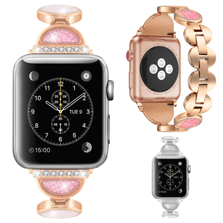 

Quicksand strap for apple watch band 6 5 4 3 2 1 SE 44mm 40mm 42mm 38mm stainless steel bracelet iwatch band Fhx-n60a