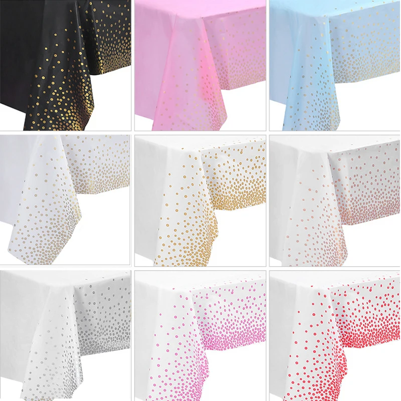 4 Tovaglie USA E Getta In Plastica PEVA, Bianche E Rosa, A Pois, 137x274 Cm, Per Tavoli Fino A 8 Posti, Decorazione Festa