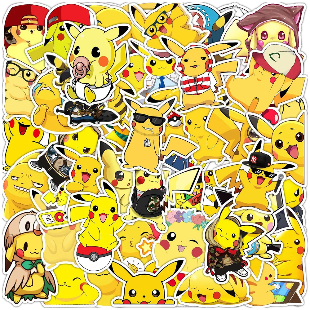 

10/30/50pcs Kawaii Anime Pokemon Pikachu Stickers Cute Cartoon Sticker Phone Water Bottle Suitcase Graffiti Decals for Kids Toy