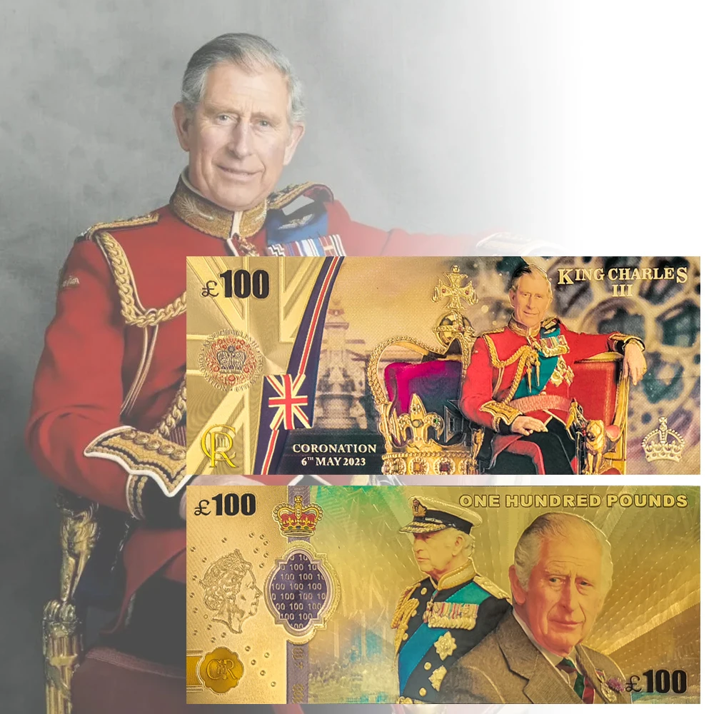 Commemorative Banknotes Gold Plated The King of England Charles III Uk Royal 5.6 Coronation Souvenir Collectible Gifts