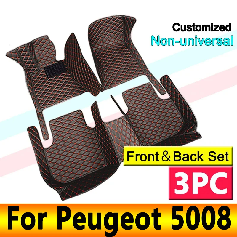 

Car Mats Floor For Peugeot 5008 P87 2017~2023 7seat Luxury Leather Mat Car Floor Mats Universal Waterproof Cocho Car Accessories
