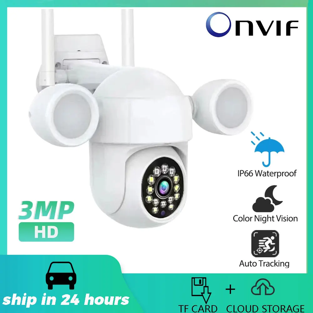 

ONVIF 3MP Full Hp Surveillance IP Wireless Wifi Camera Color Night Vision Cctv Camera For Indoor Outdoor Security Smart Camera